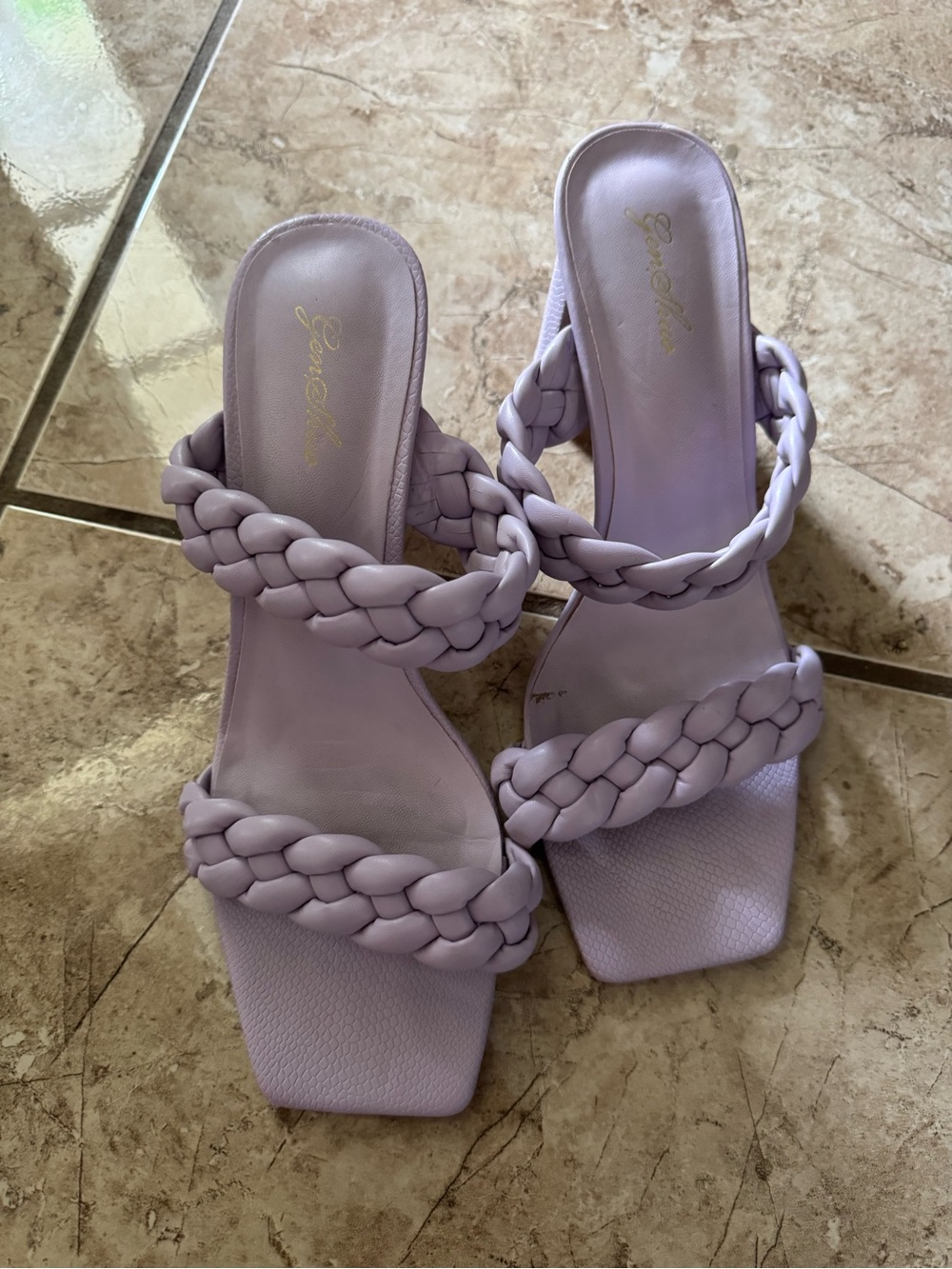 Lavender Braided Strap Slide Sandals - Ladies